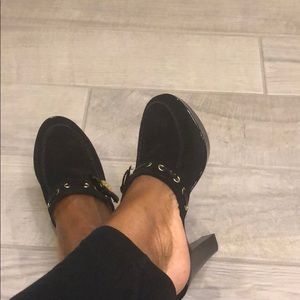 Coach black suede mules